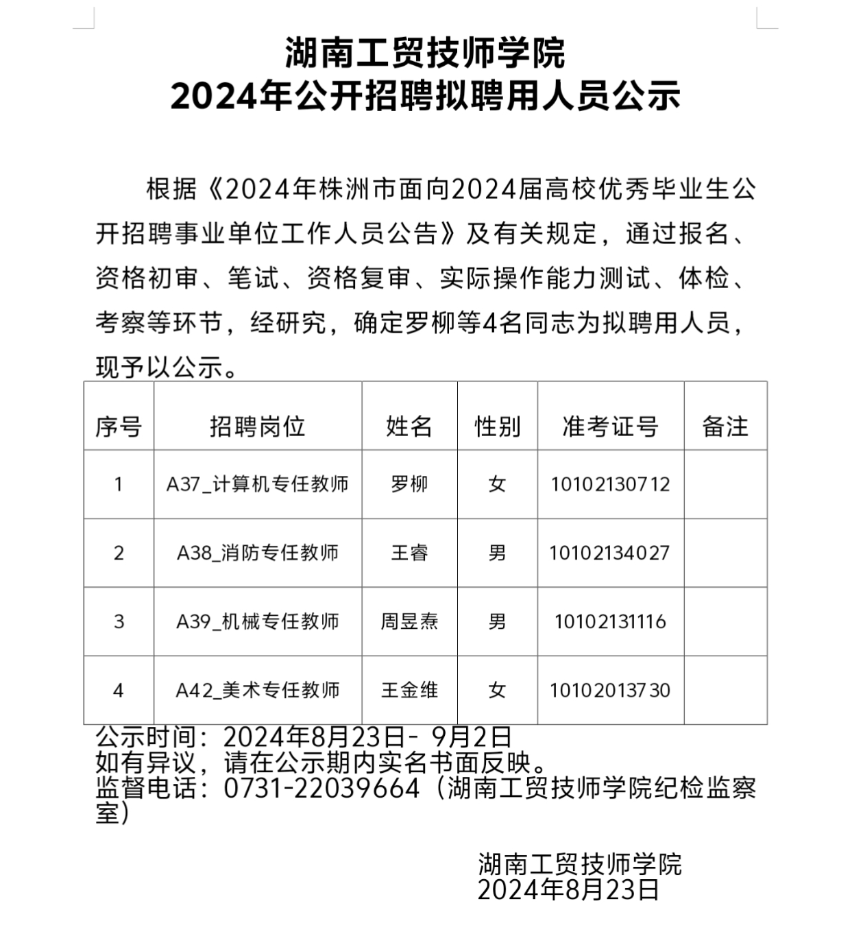 同花顺网页版页面2024年公开招聘拟聘用人员公示